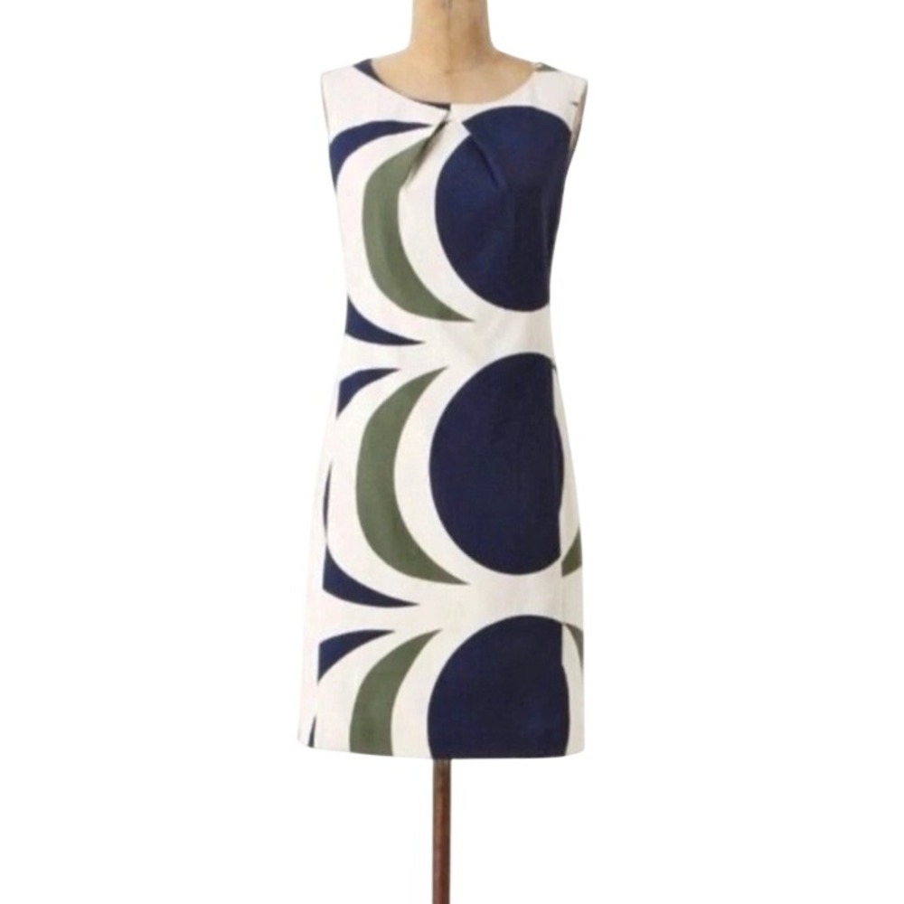 Anthropologie Tabitha Mod Circle Pattern Cotton Sheath Dress New Size 2